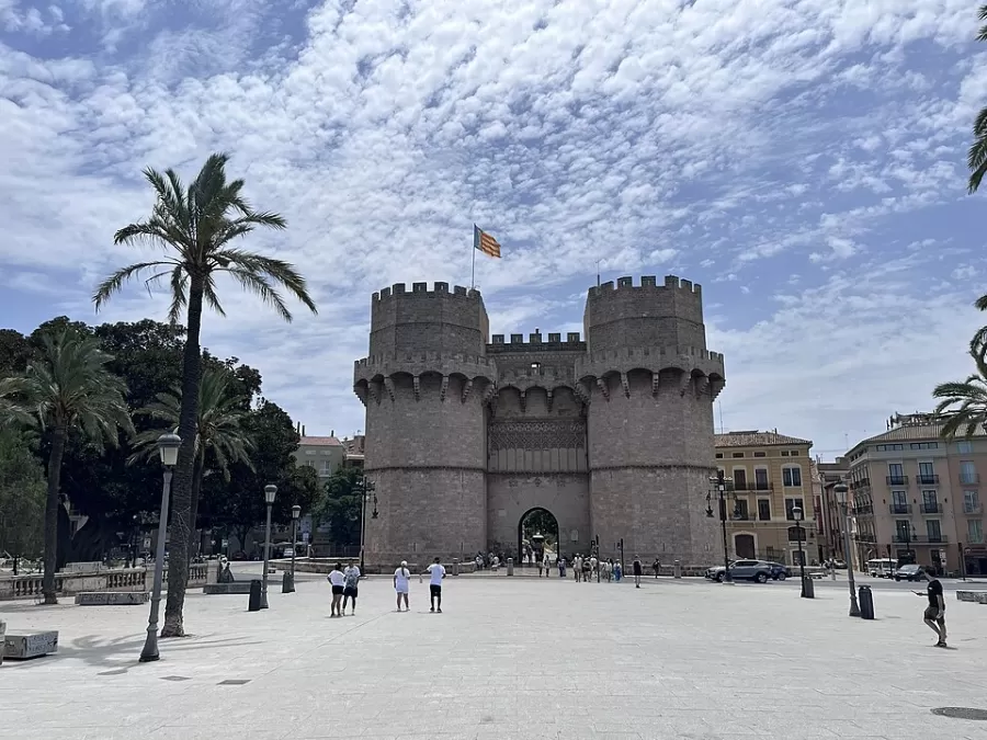 The medieval Serranos Towers gate in Ciutat Vella, Valencia